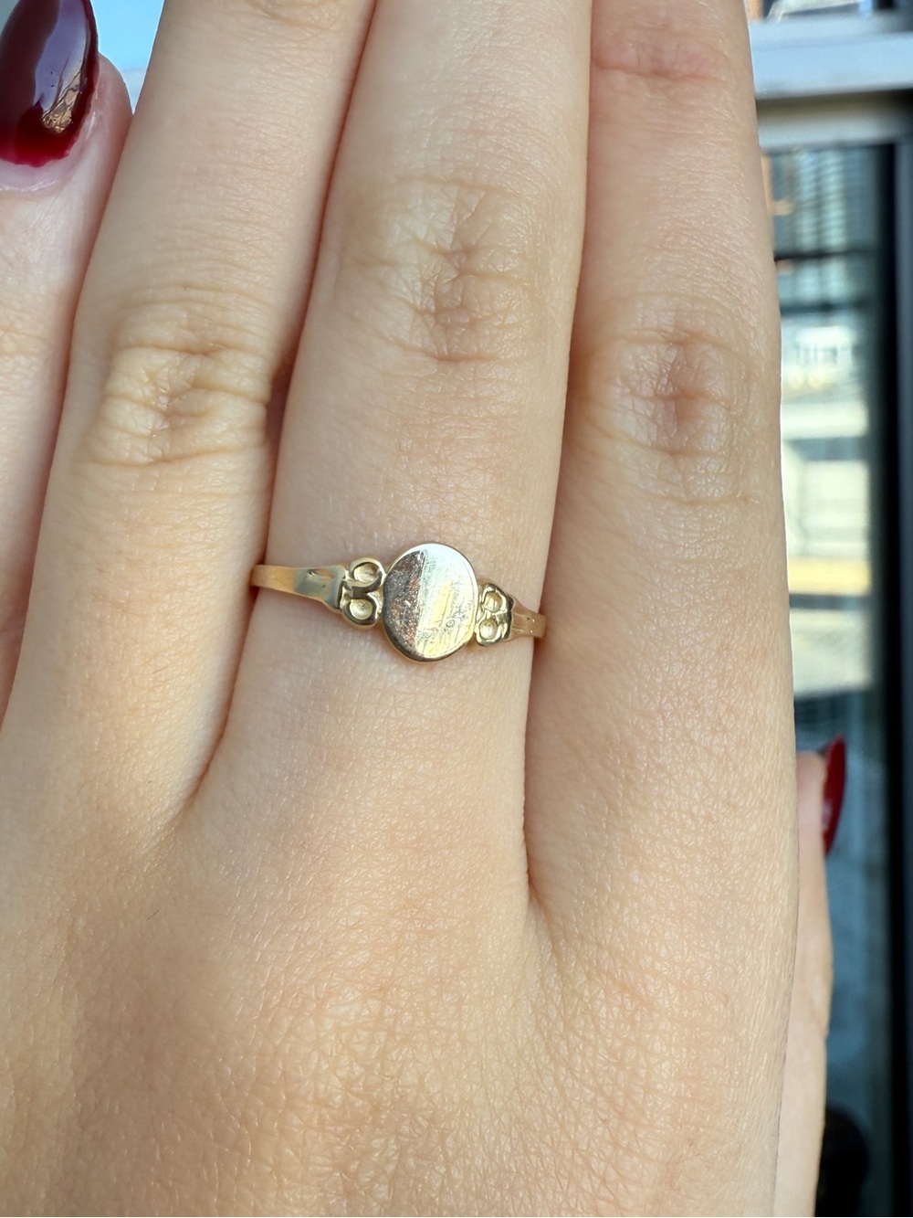 Gold Disc Signet Ring - Women Jewelry